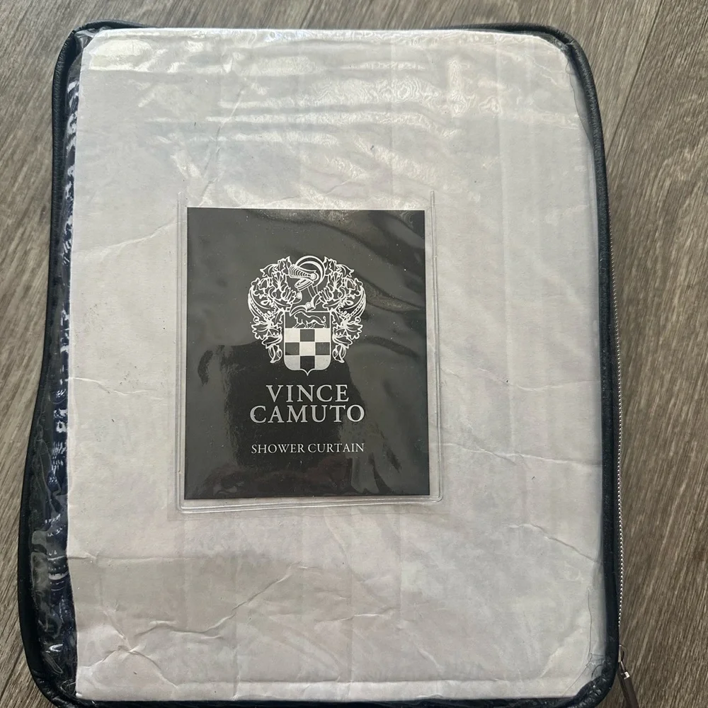 Vince Camuto Lyon navy blue and white Shower Curtain